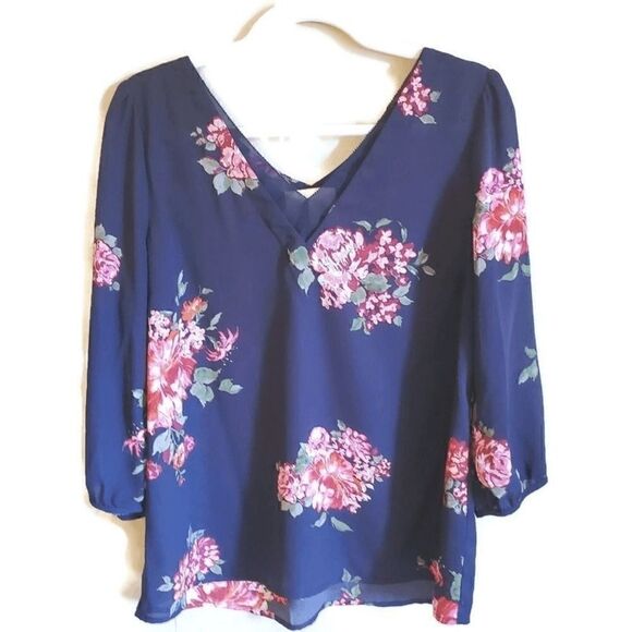 ANTHROPOLOGIE SKIES ARE BLUE Floral Blouse Size M - Picture 1 of 7